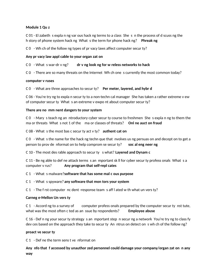 Quiz 1 for Module 1