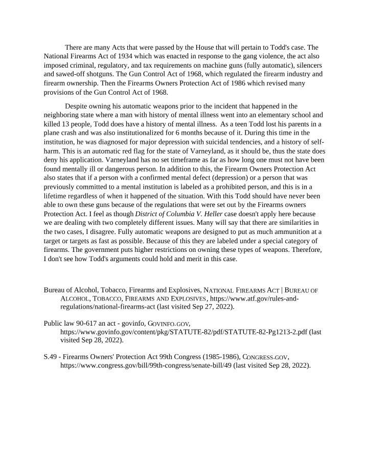 Impact of the National Firearms Act on Todd's Case
