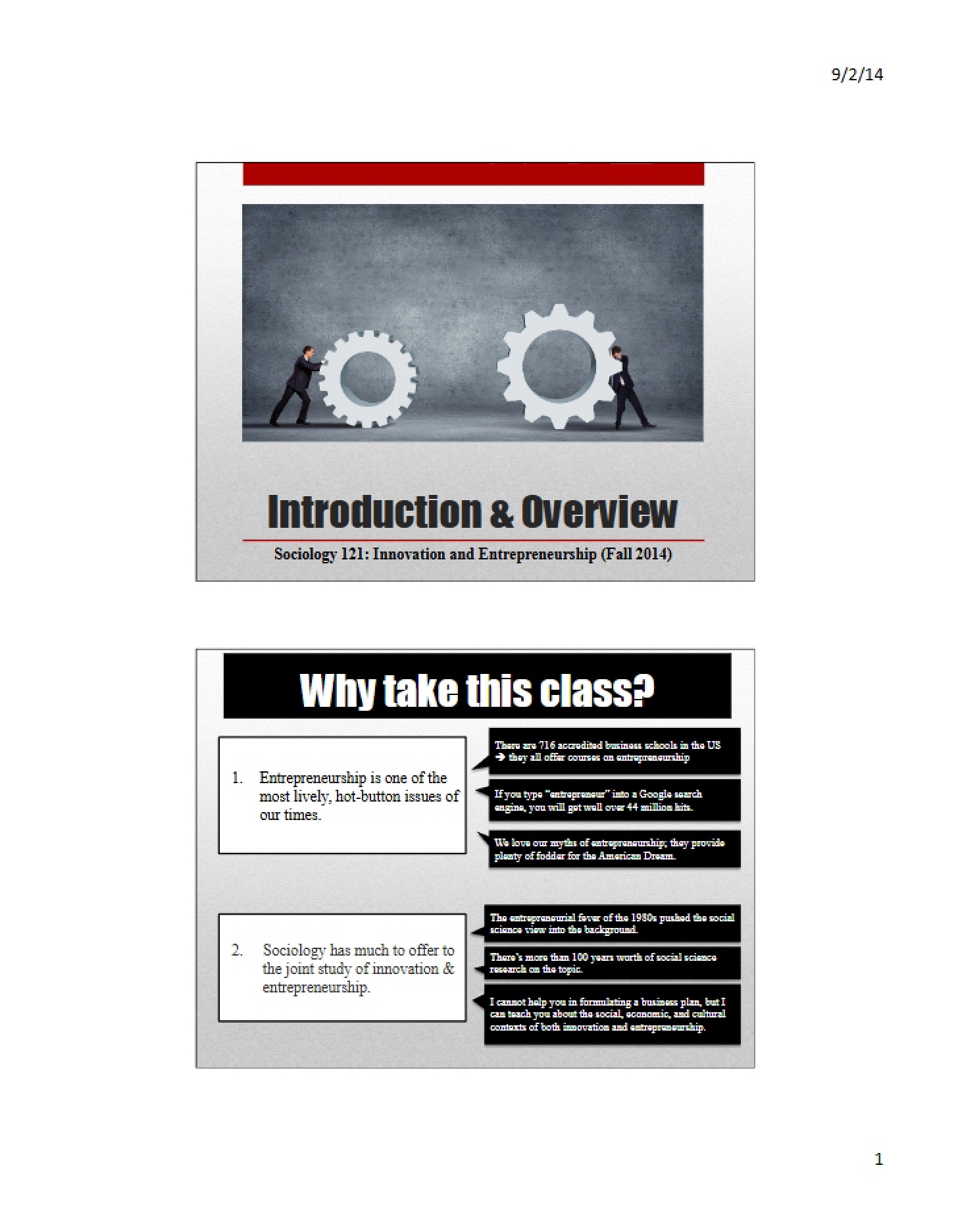Introduction Notes from Lecture