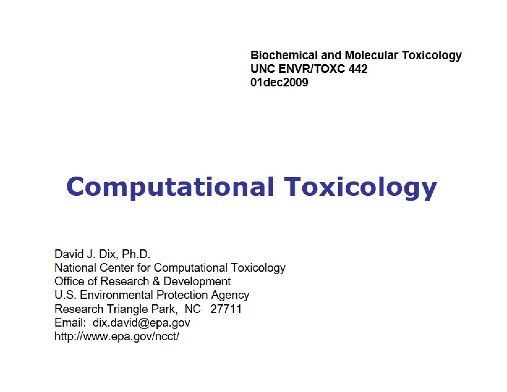 Toxicology via Computation
