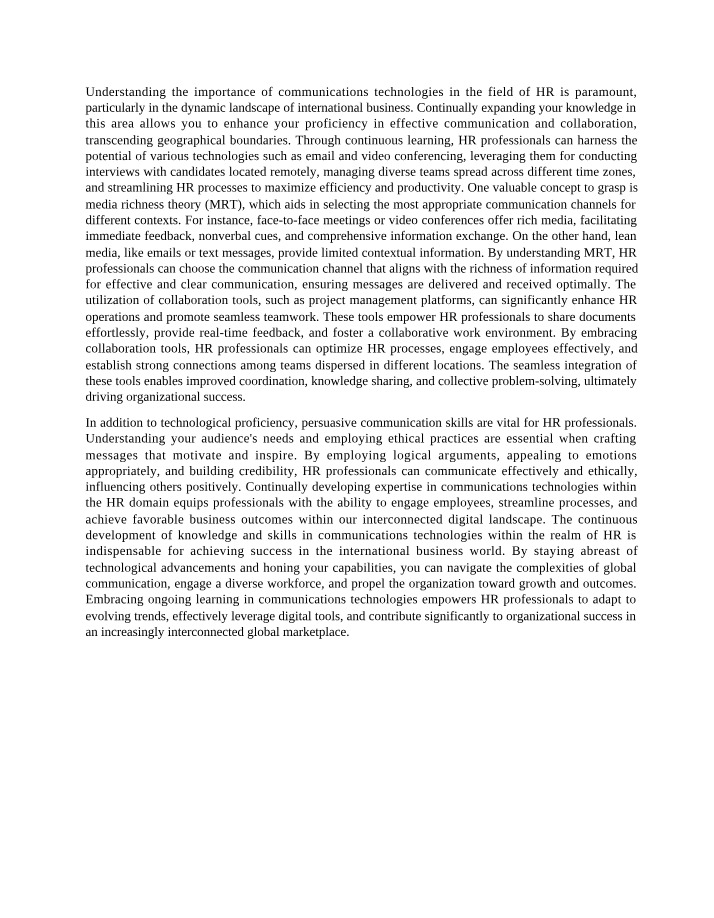 Persuasive Skills and HR Communications Technologies