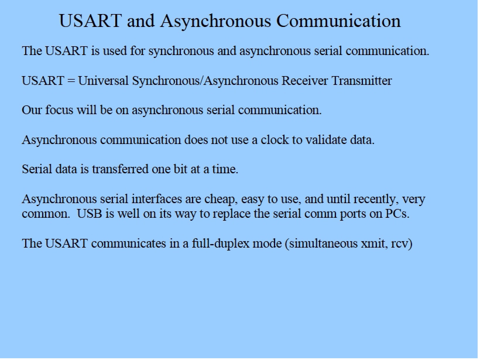 Asynchronous Communication and USART