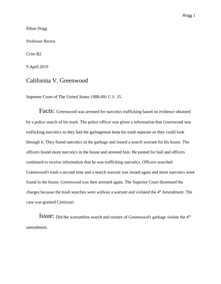 Warrantless Trash Searches - The 4th Amendment and California v. Greenwood