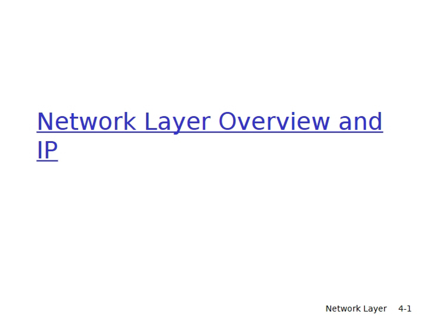 IP and Network Layer Overview