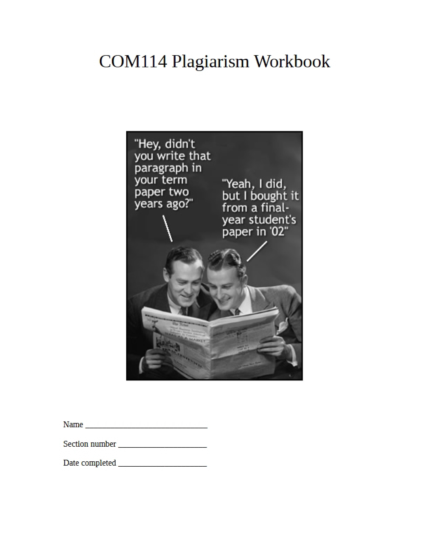 Workbook on Plagiarism