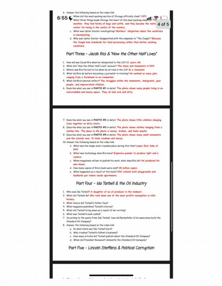 Document Analysis Questions - Jacob Riis and Ida Tarbell