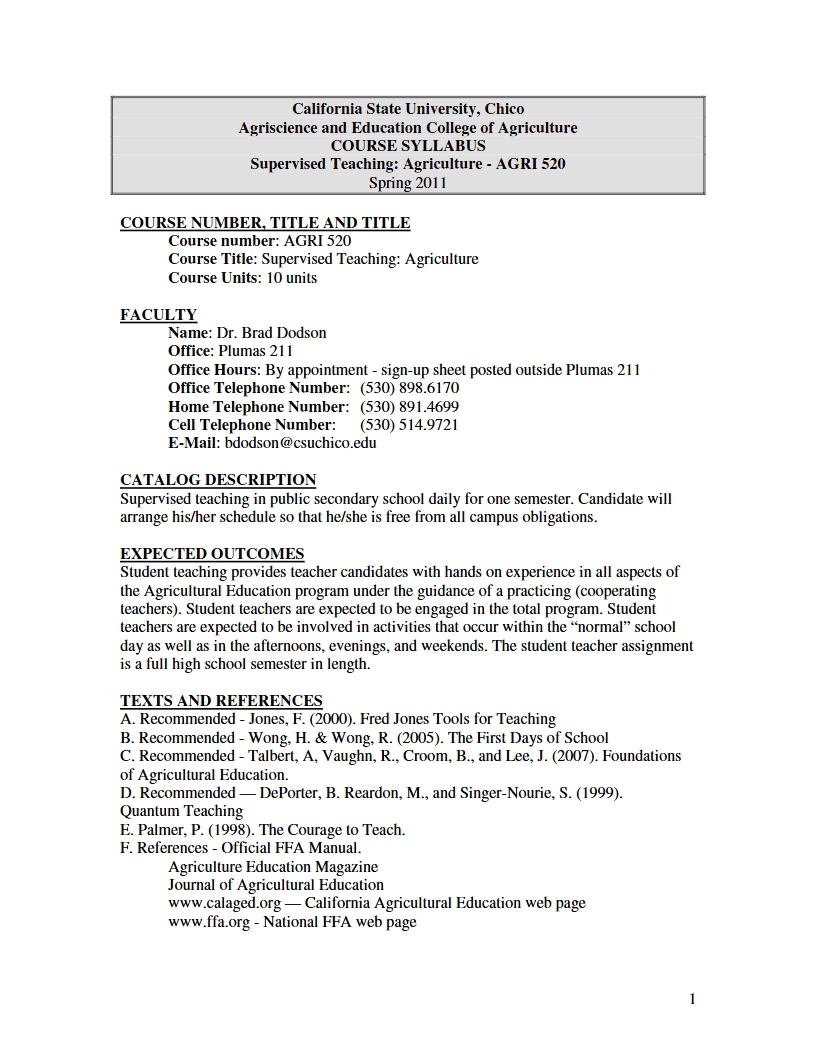 Student Teaching Syllabus