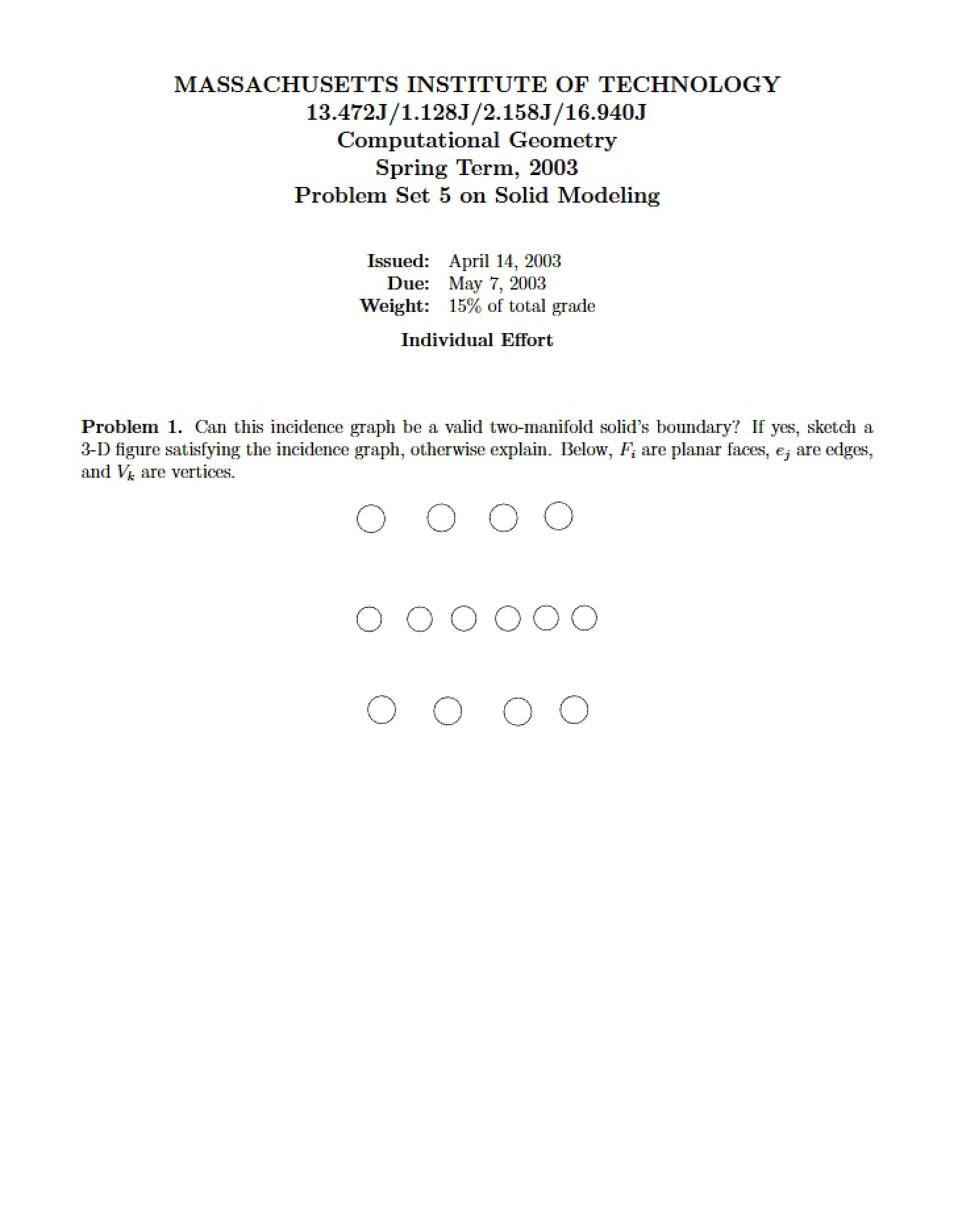 Fifth Problem Set