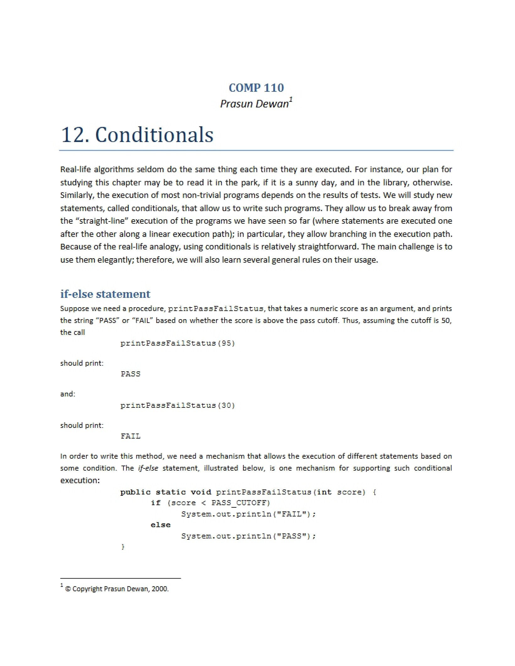 Conditional Statements in Code