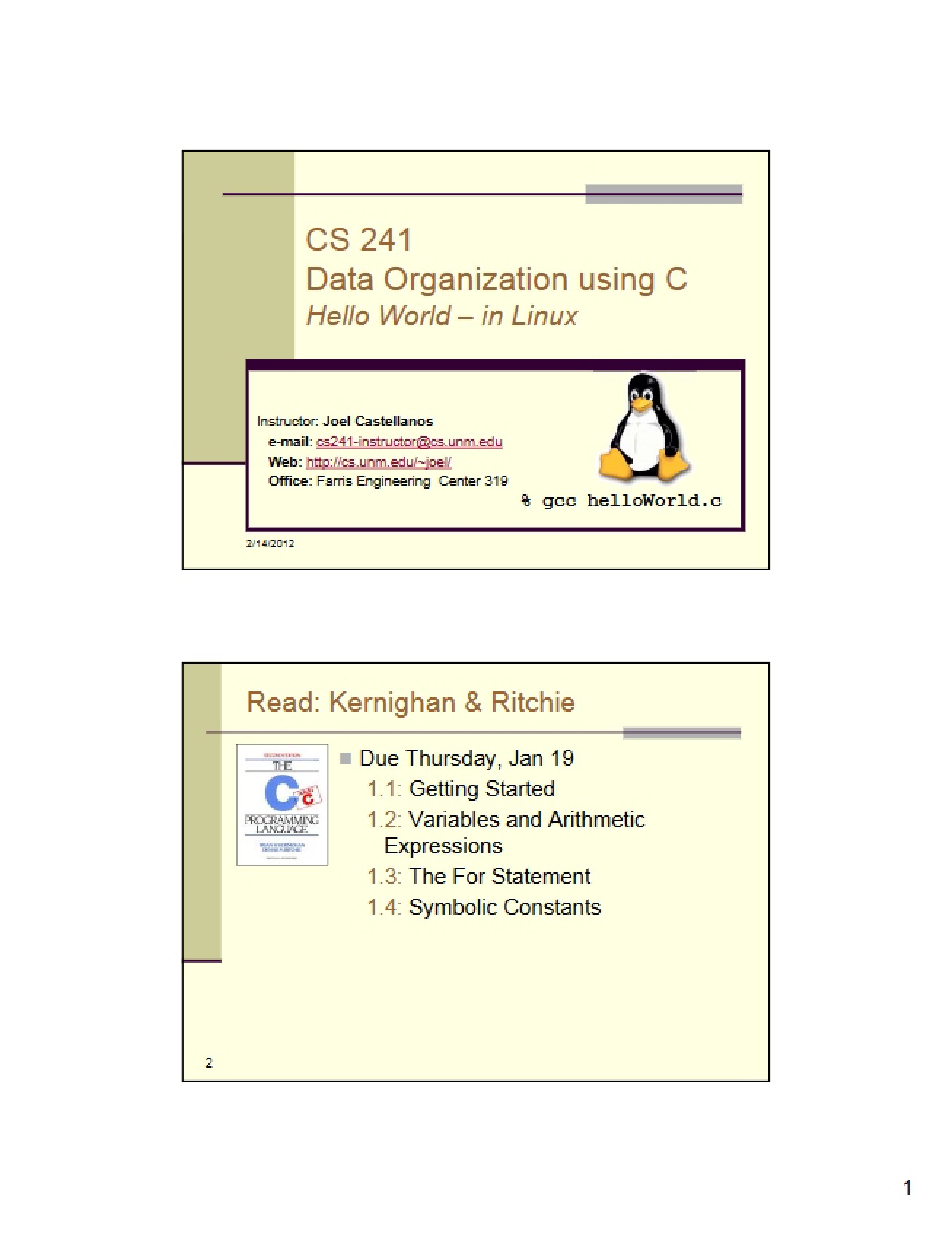 Data Organization Class Materials