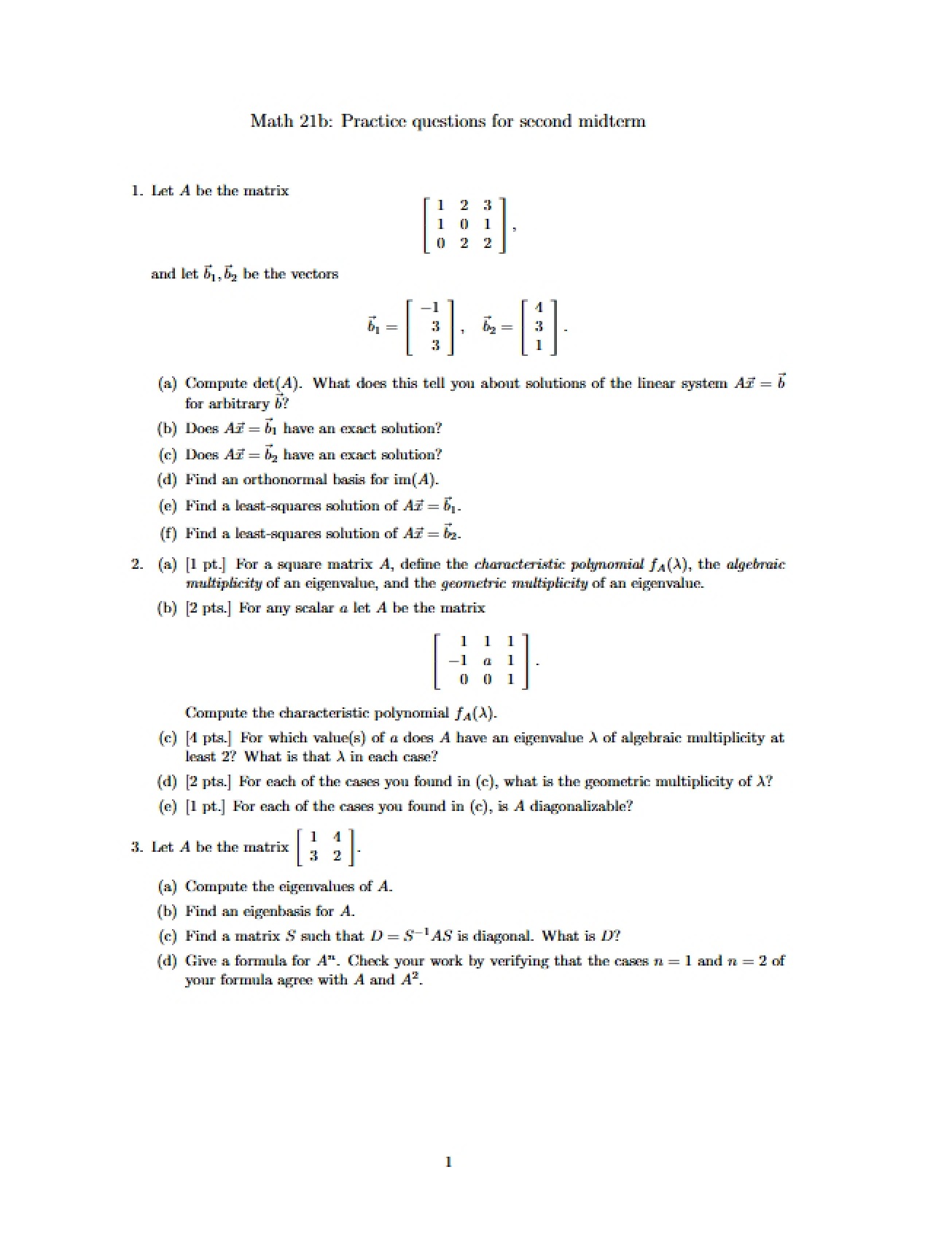 Examination Two Preparatory Questions