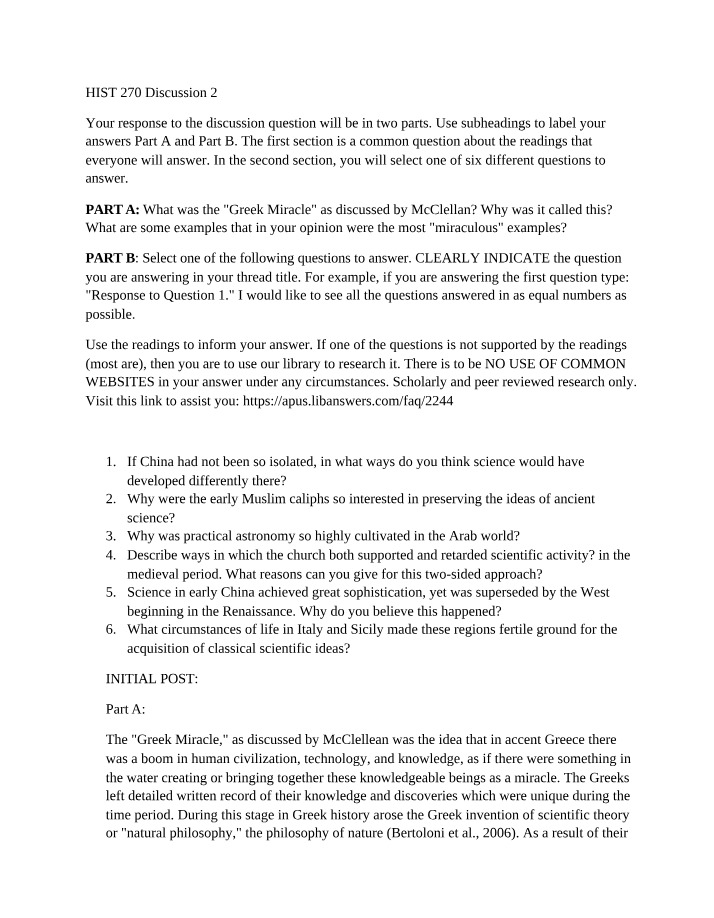 HIST 270 Discussion 2