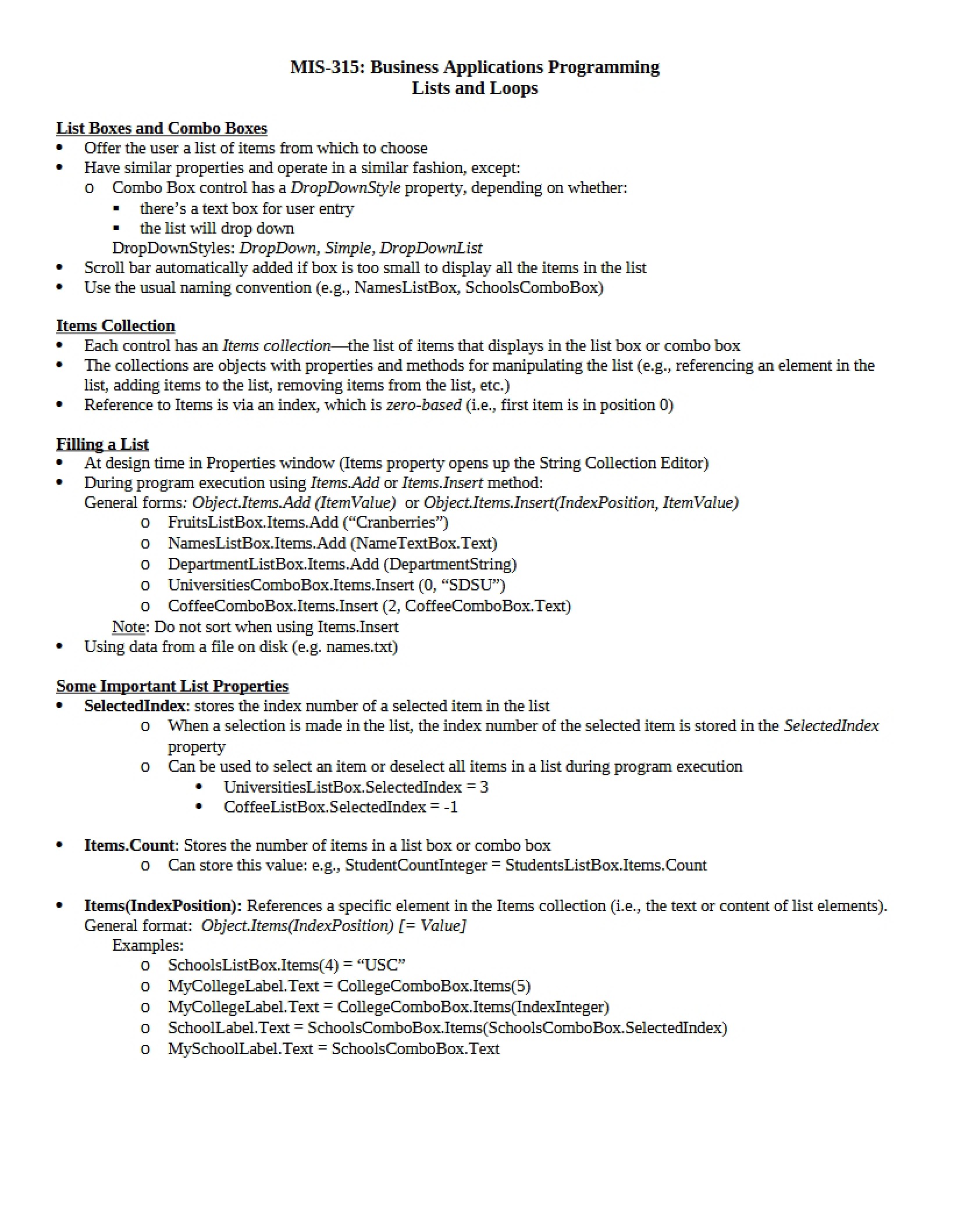 Loops and Lists