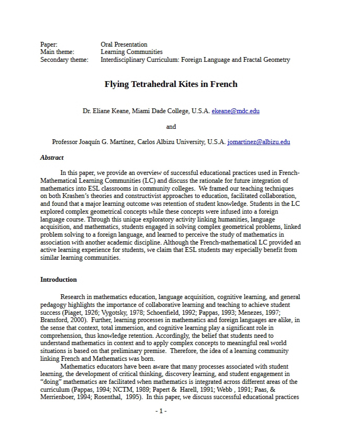 French Tetrahedral Kites Project