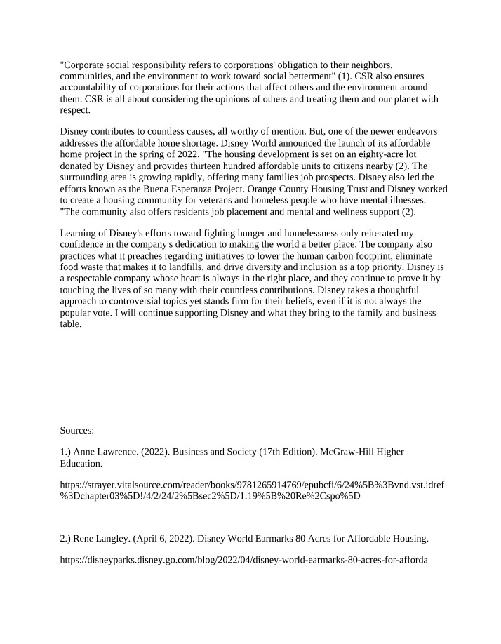 Disney Corporate Social Responsibility Efforts