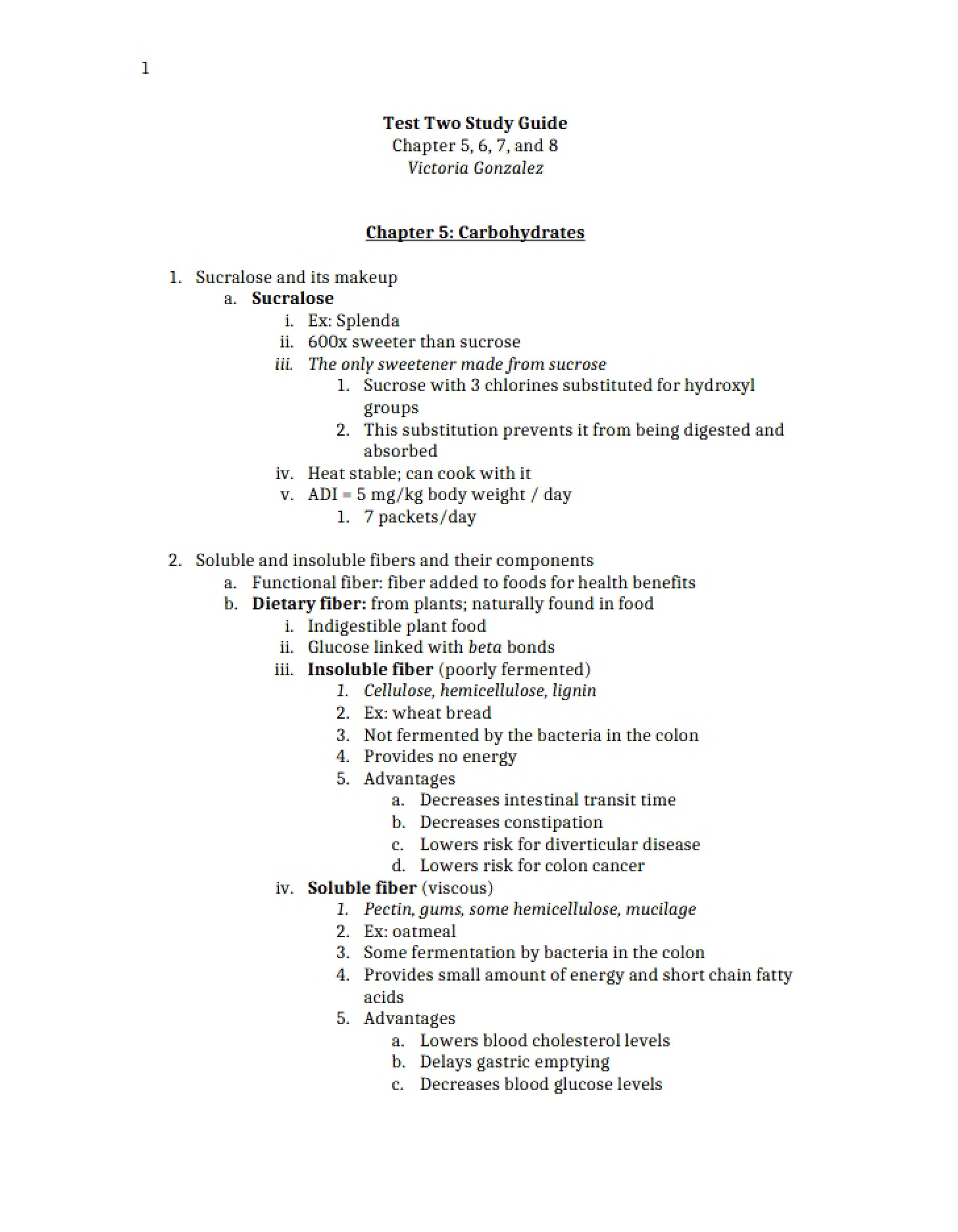 Carbohydrates (Chapter 5)
