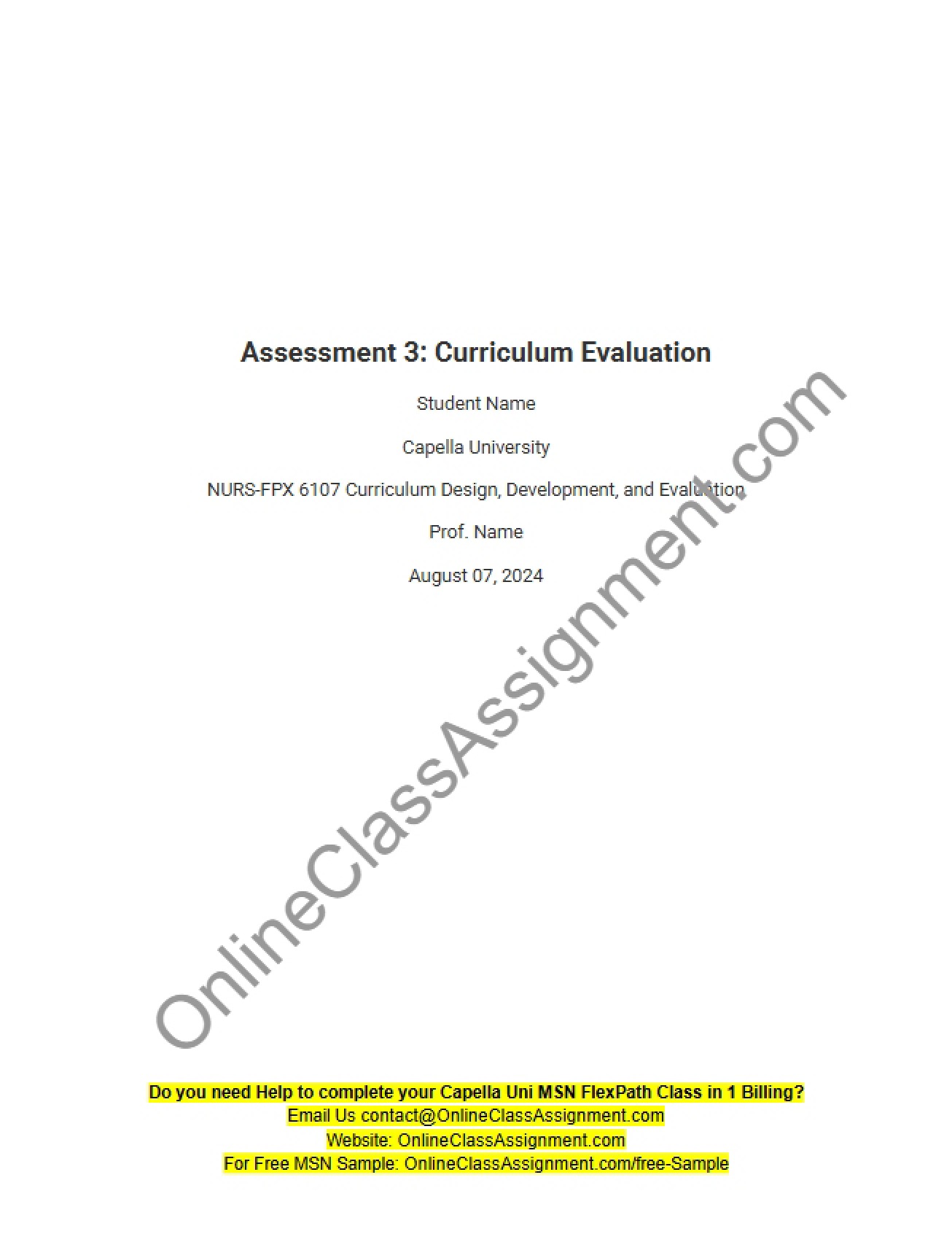 Evaluating Curriculum Effectiveness Assessment 3