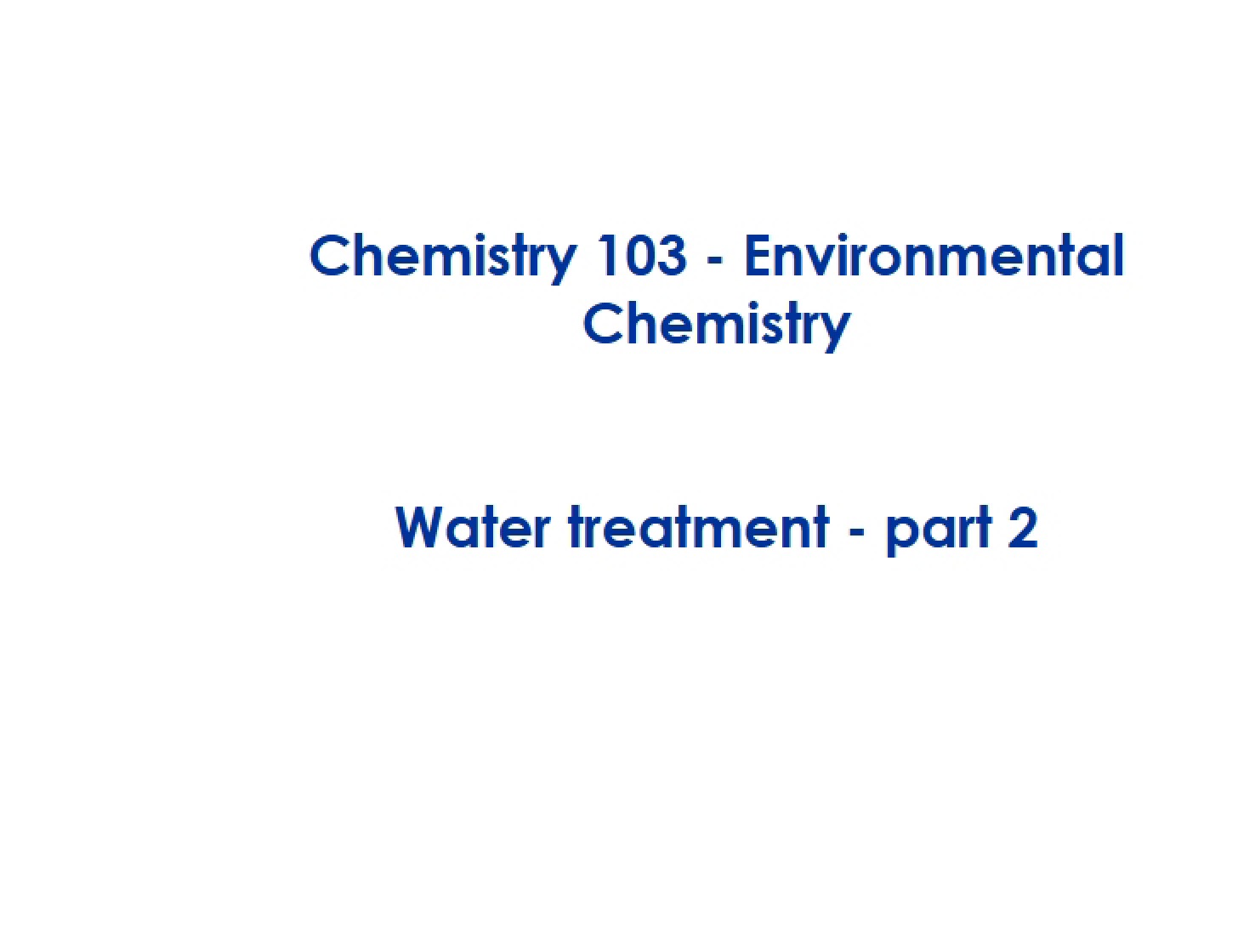 Treatment of Water