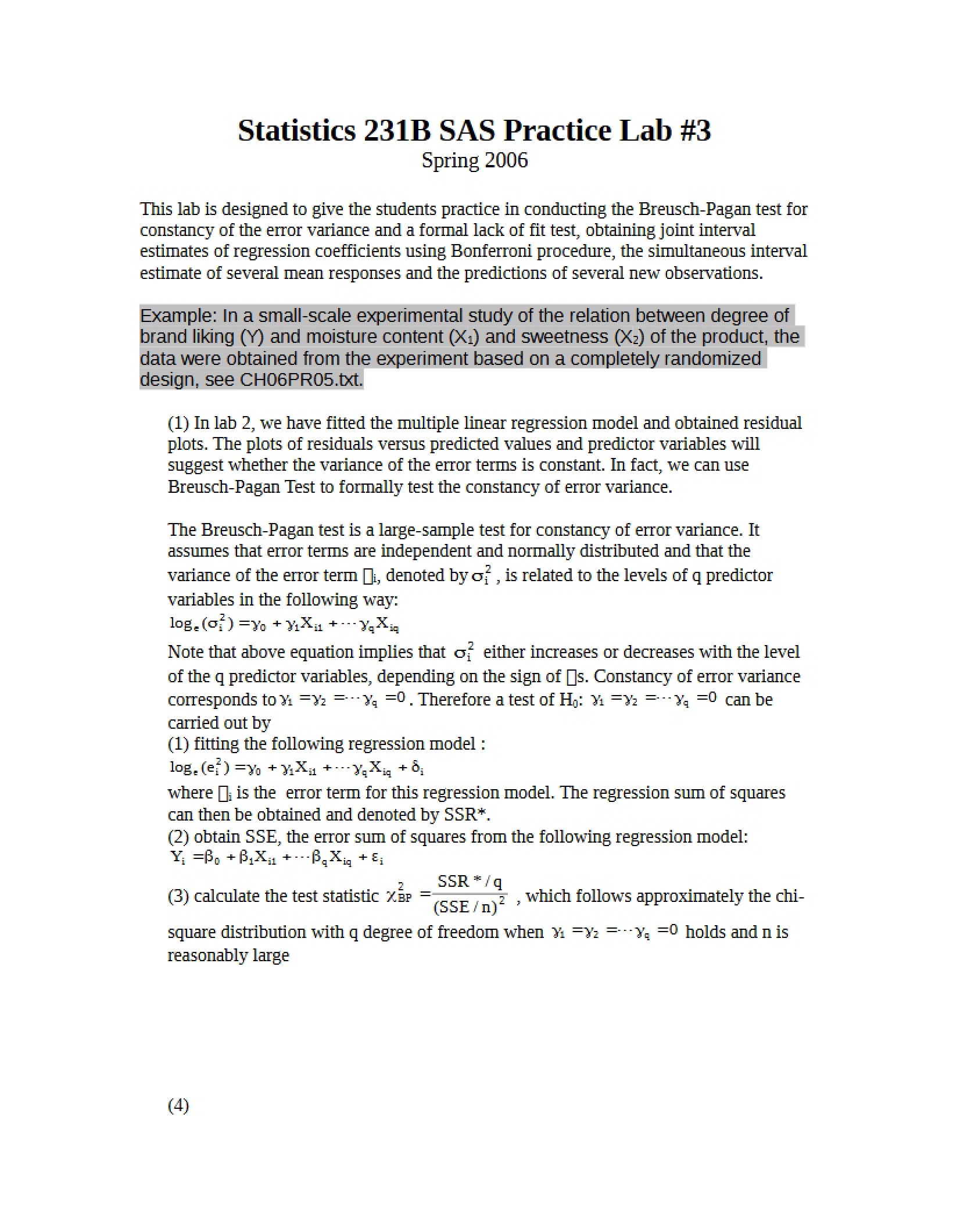 SAS Practice Lab 3 for Statistics