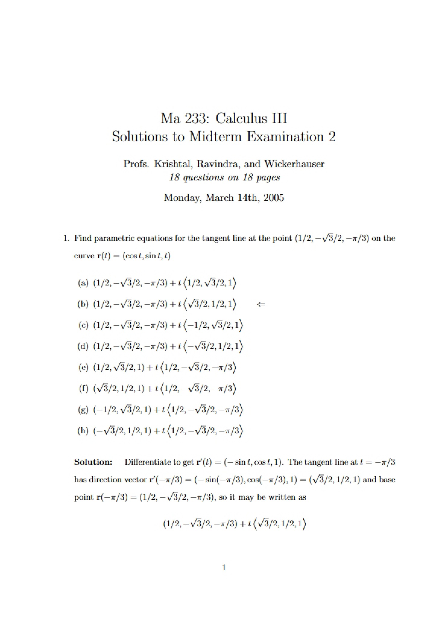 Answer Key for Midterm 2