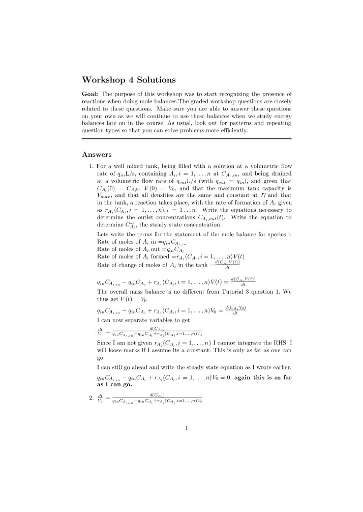 Solutions for Workshop 4