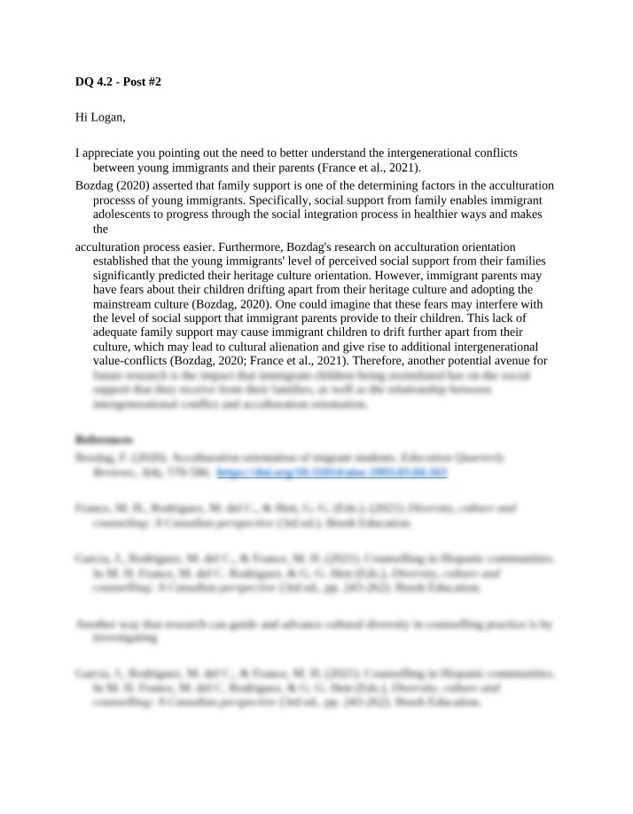 Young Immigrants and Intergenerational Conflicts
