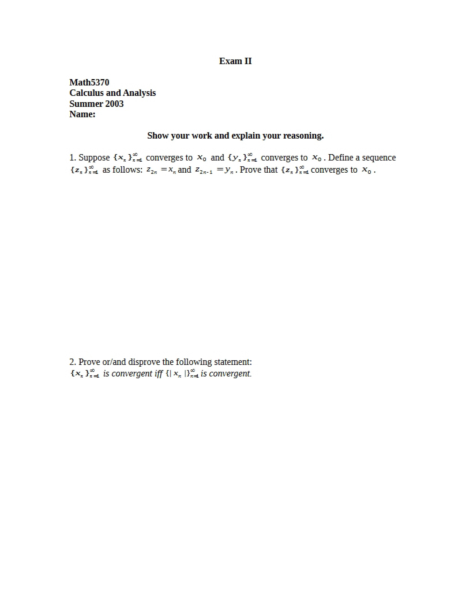 Exam II Seminar
