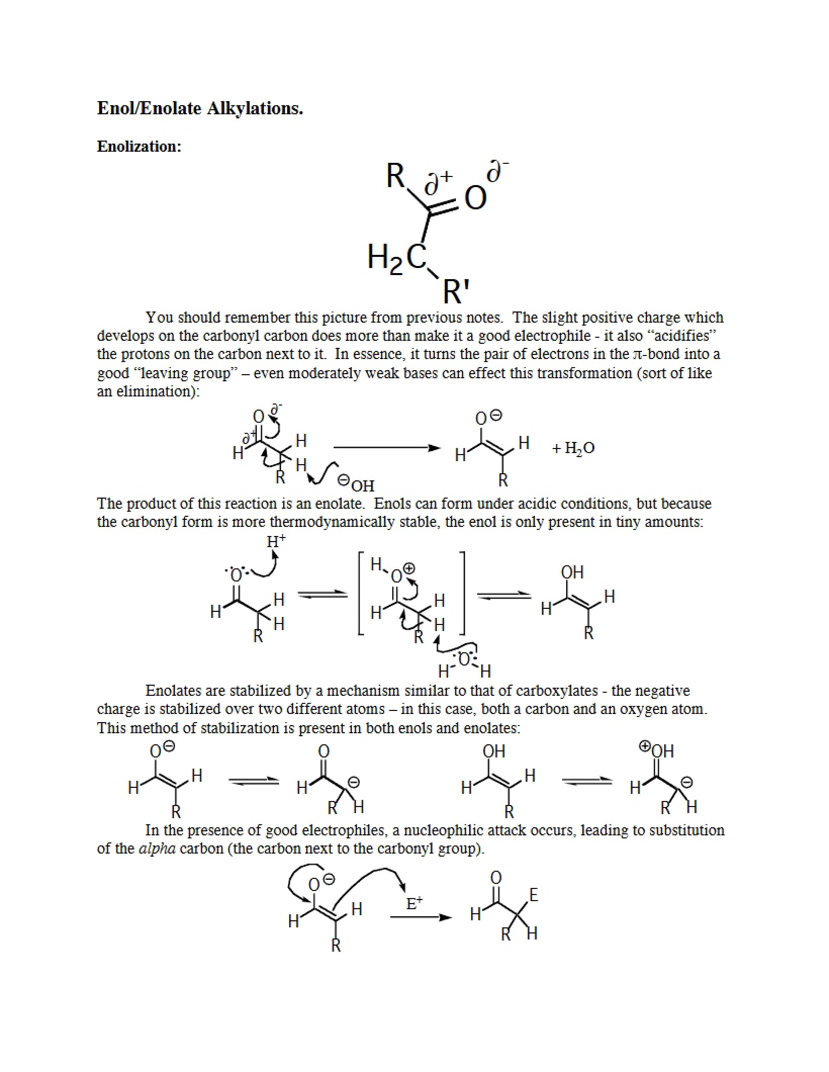 Enolate and Enol Alkylations