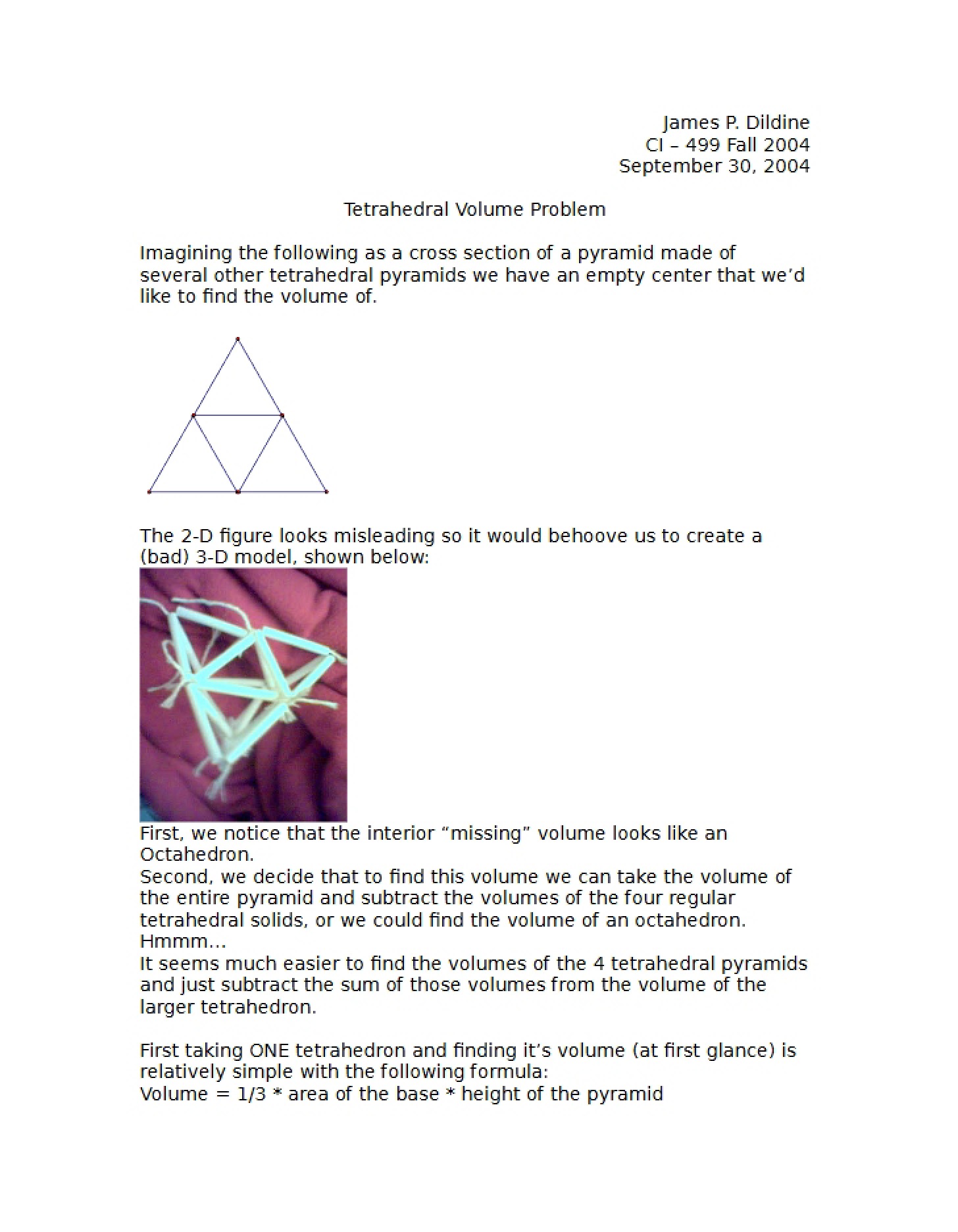 Volume of Tetrahedrals Problem