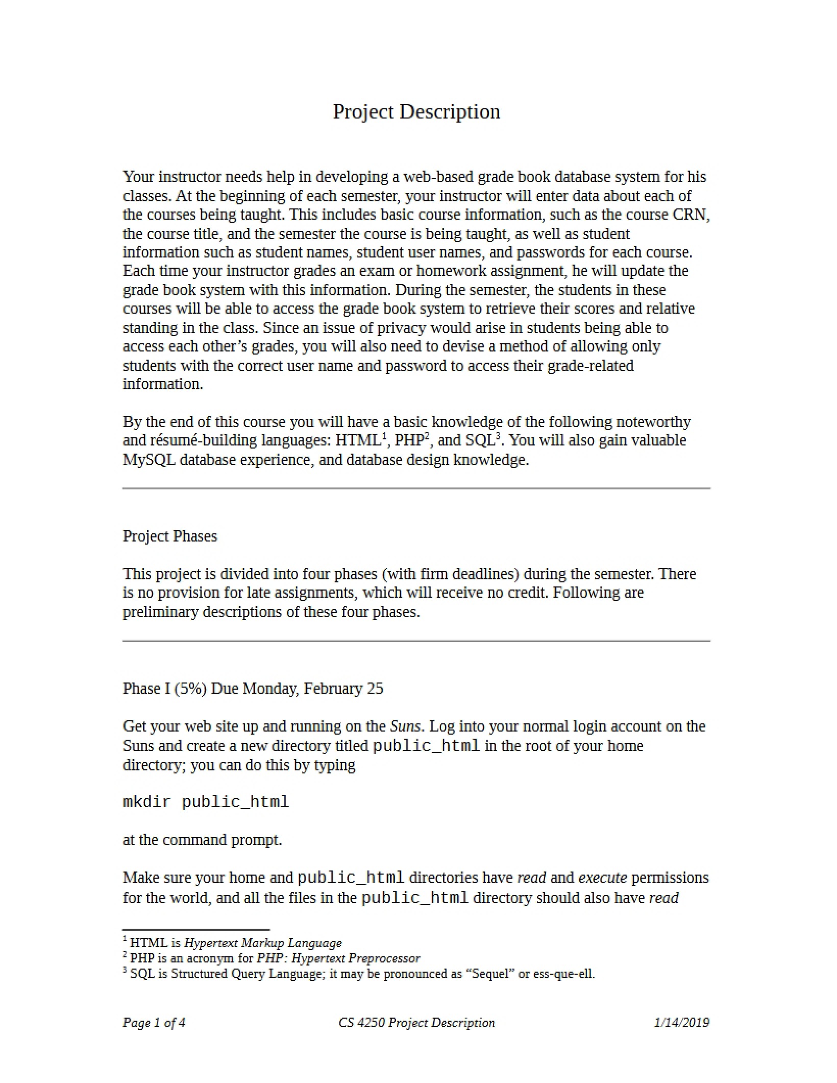 Description of Project (DBMS)