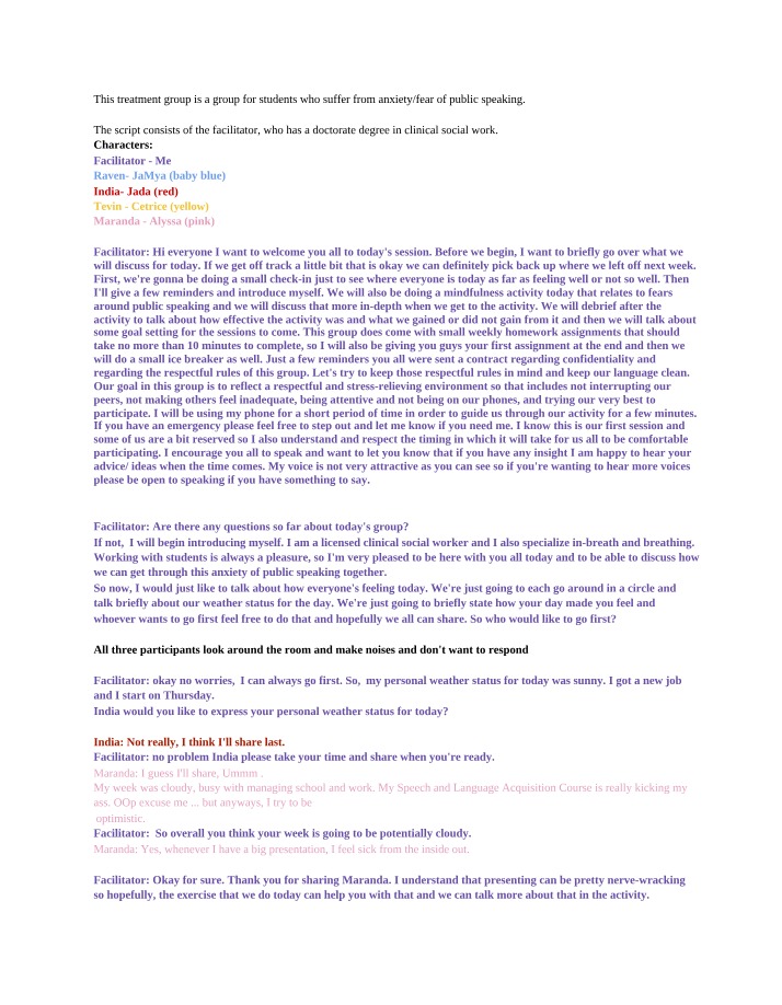 Public Speaking Anxiety Support Group Script