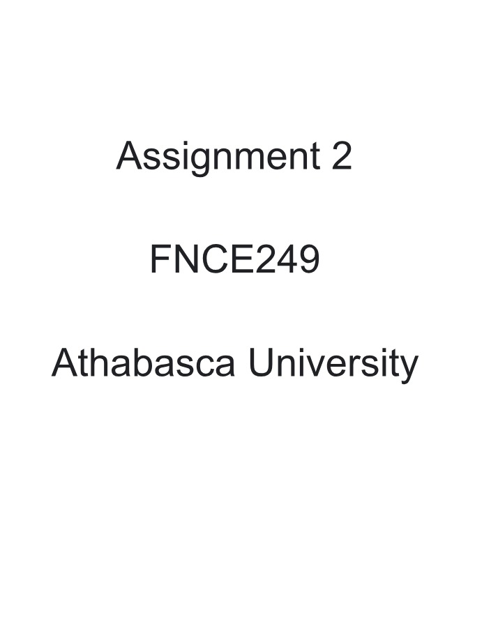 Assignment 2 for FNCE249