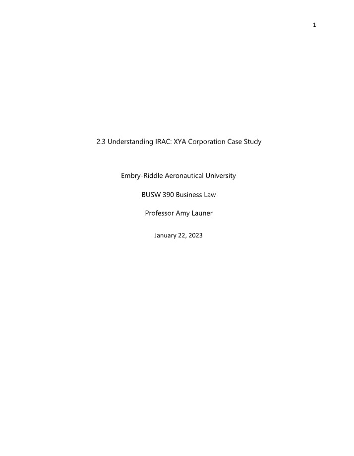 XYA Corporation Case Study Original