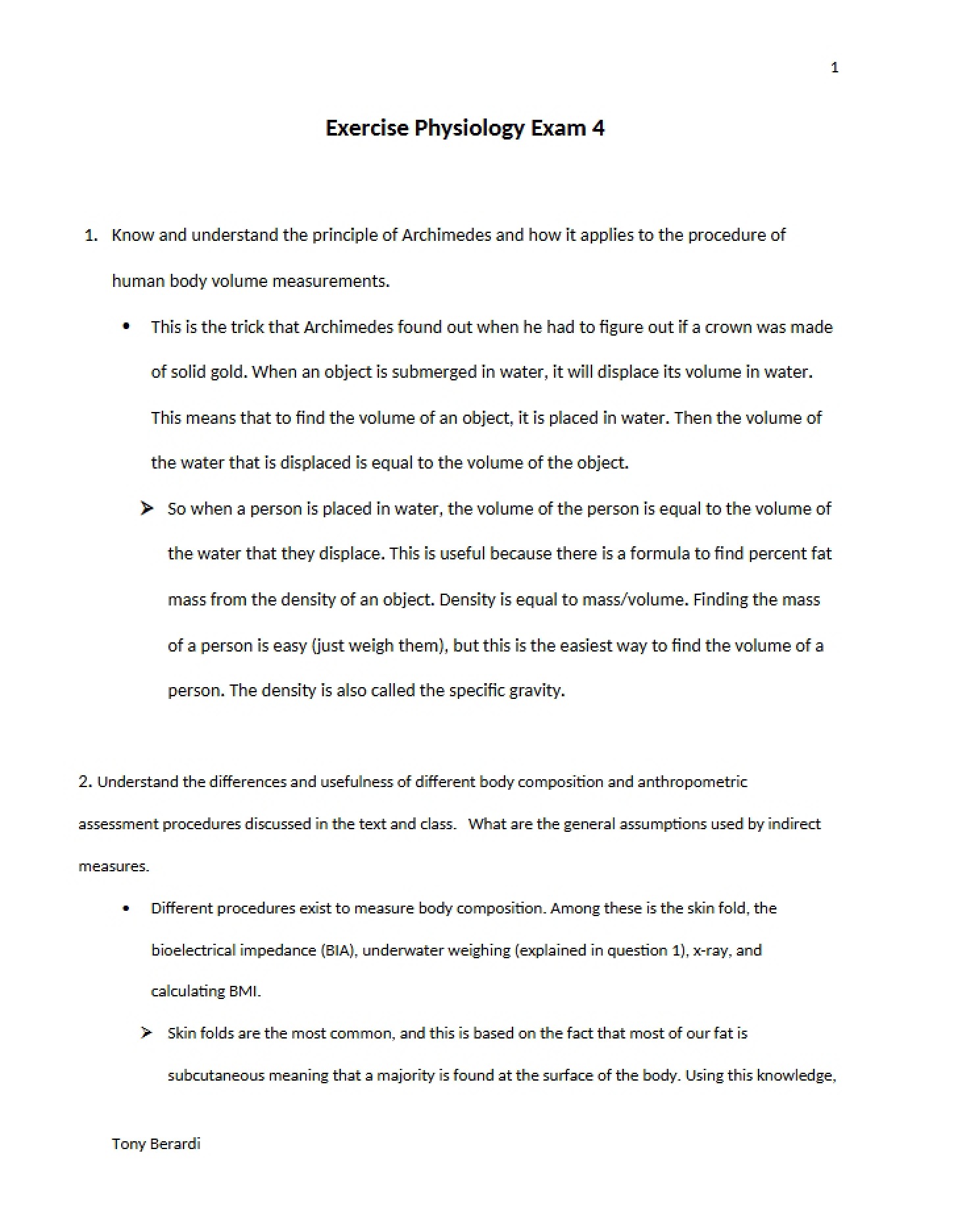 Exam 4 Exercise Physiology