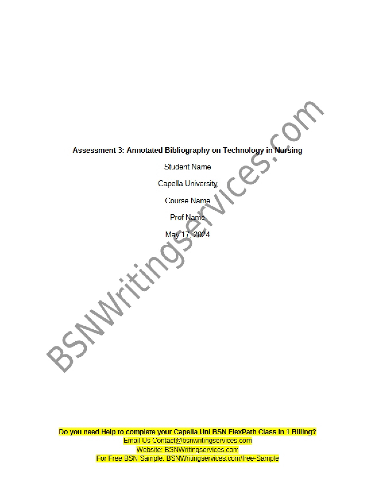 Technology in Nursing Annotated Bibliography (Assessment 3) - nan