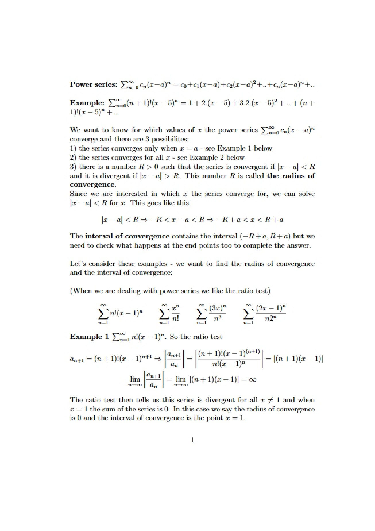 Introduction to Power Series