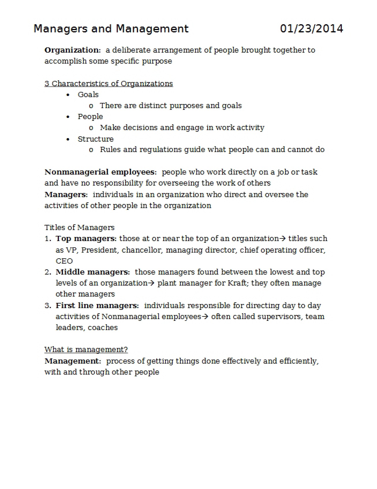 Management and Managers