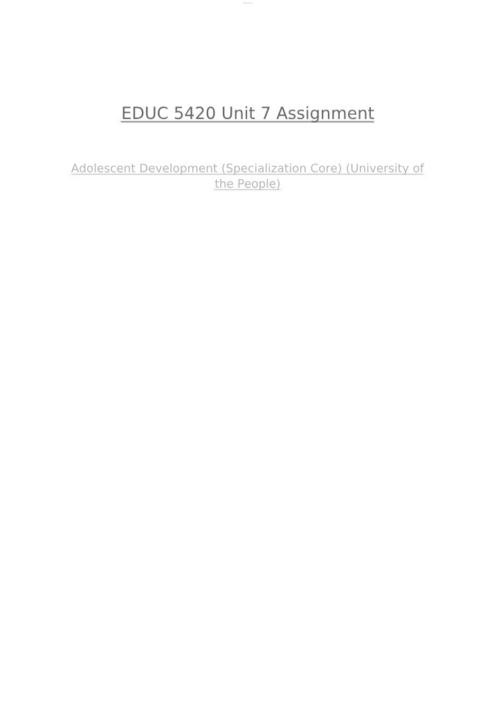 Unit 7 Assignment for EDUC 5420