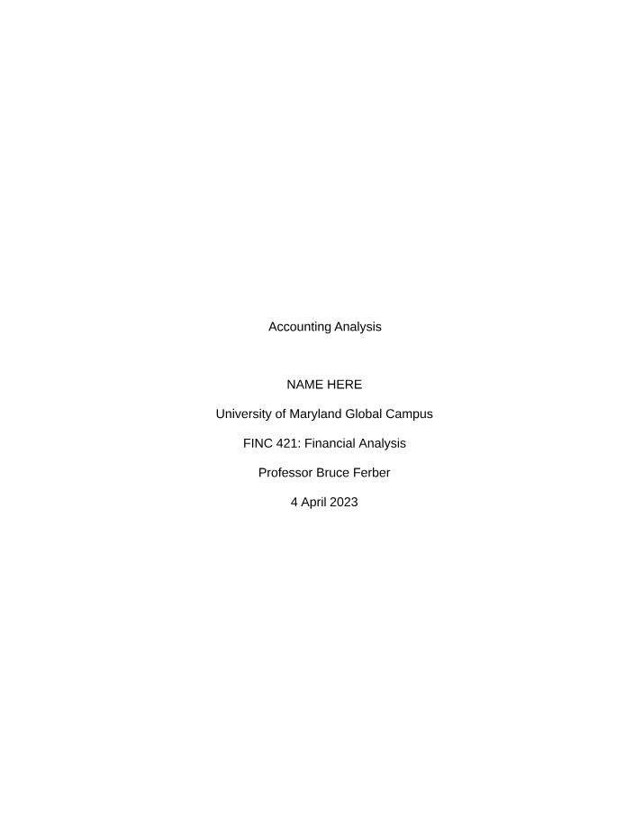 FINC421 - Accounting Analysis