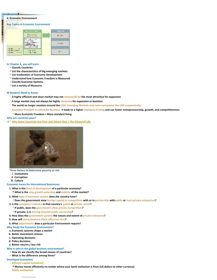 Notes on Economic Environment