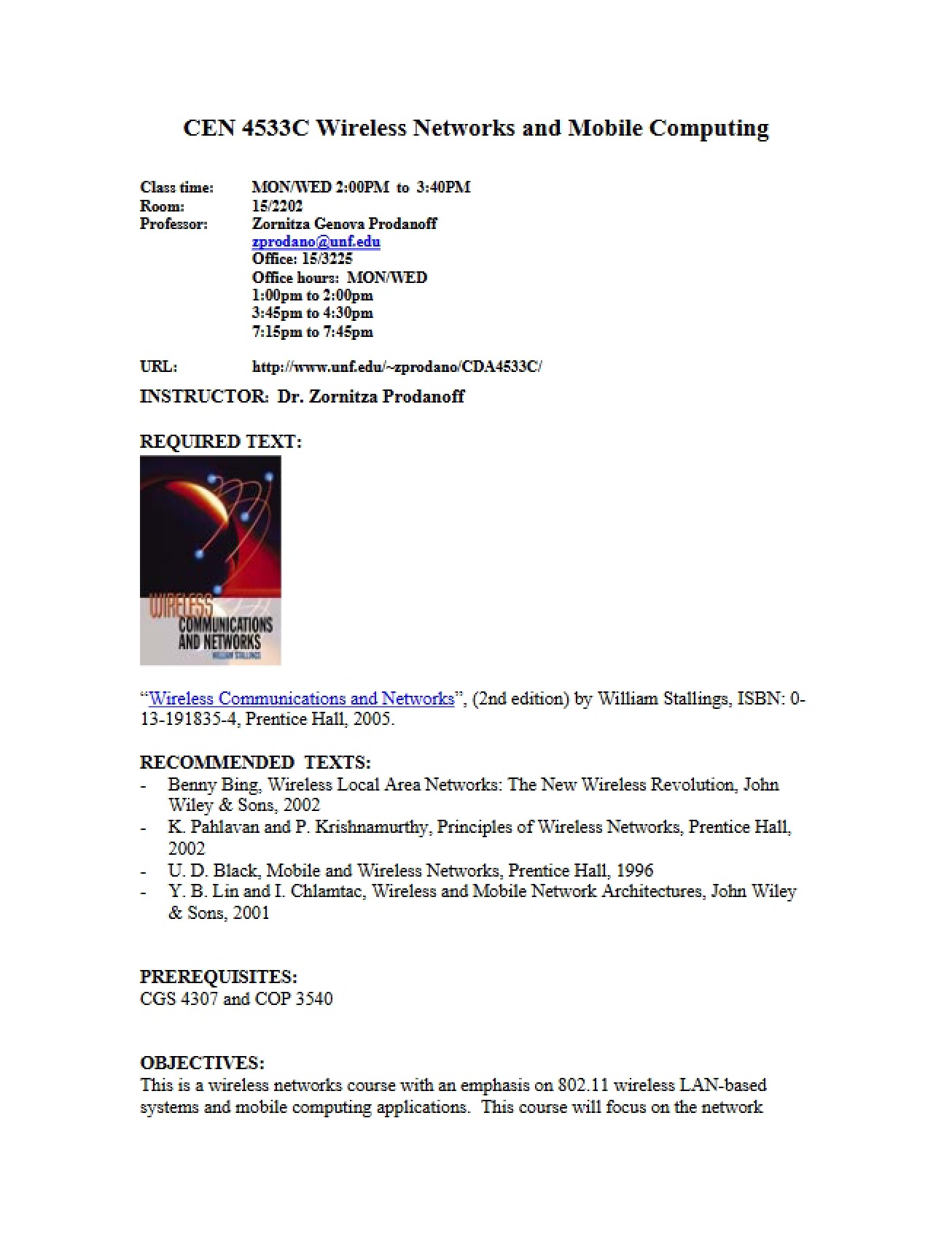 CEN 4533C Syllabus
