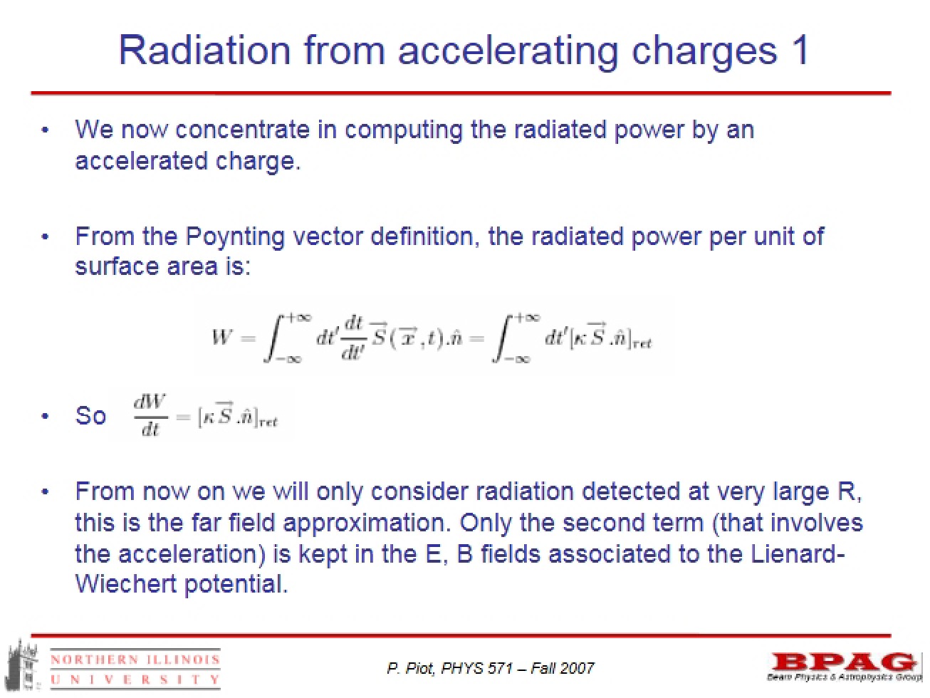 1 Accelerating Charge Radiation