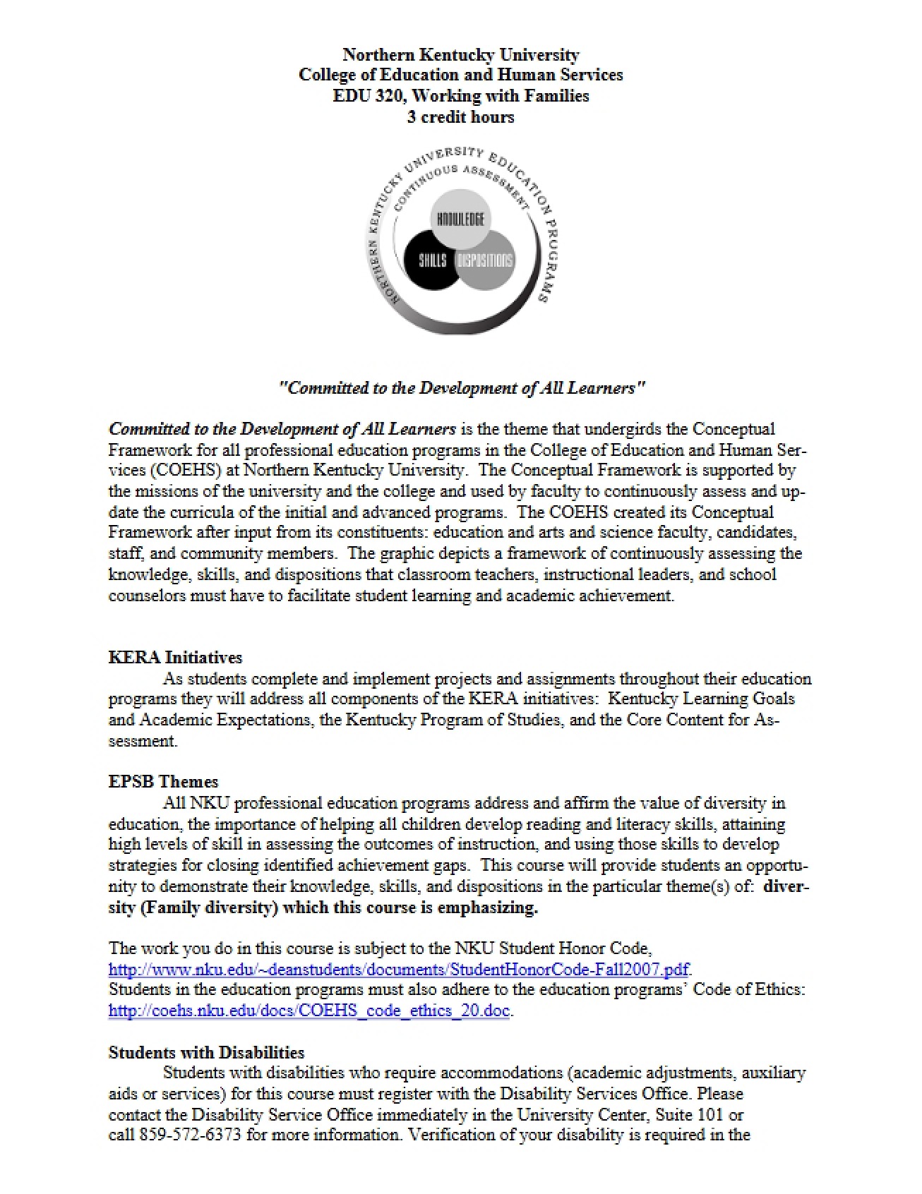 EDU 320 Course Syllabus