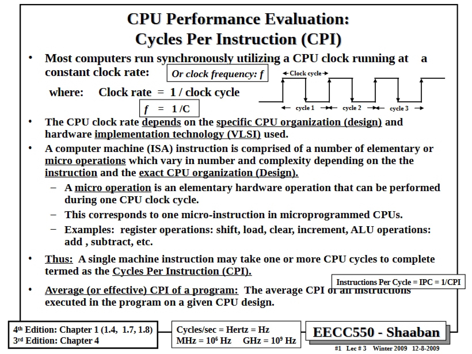 Cycles per Instruction for CPU Performance Evaluation