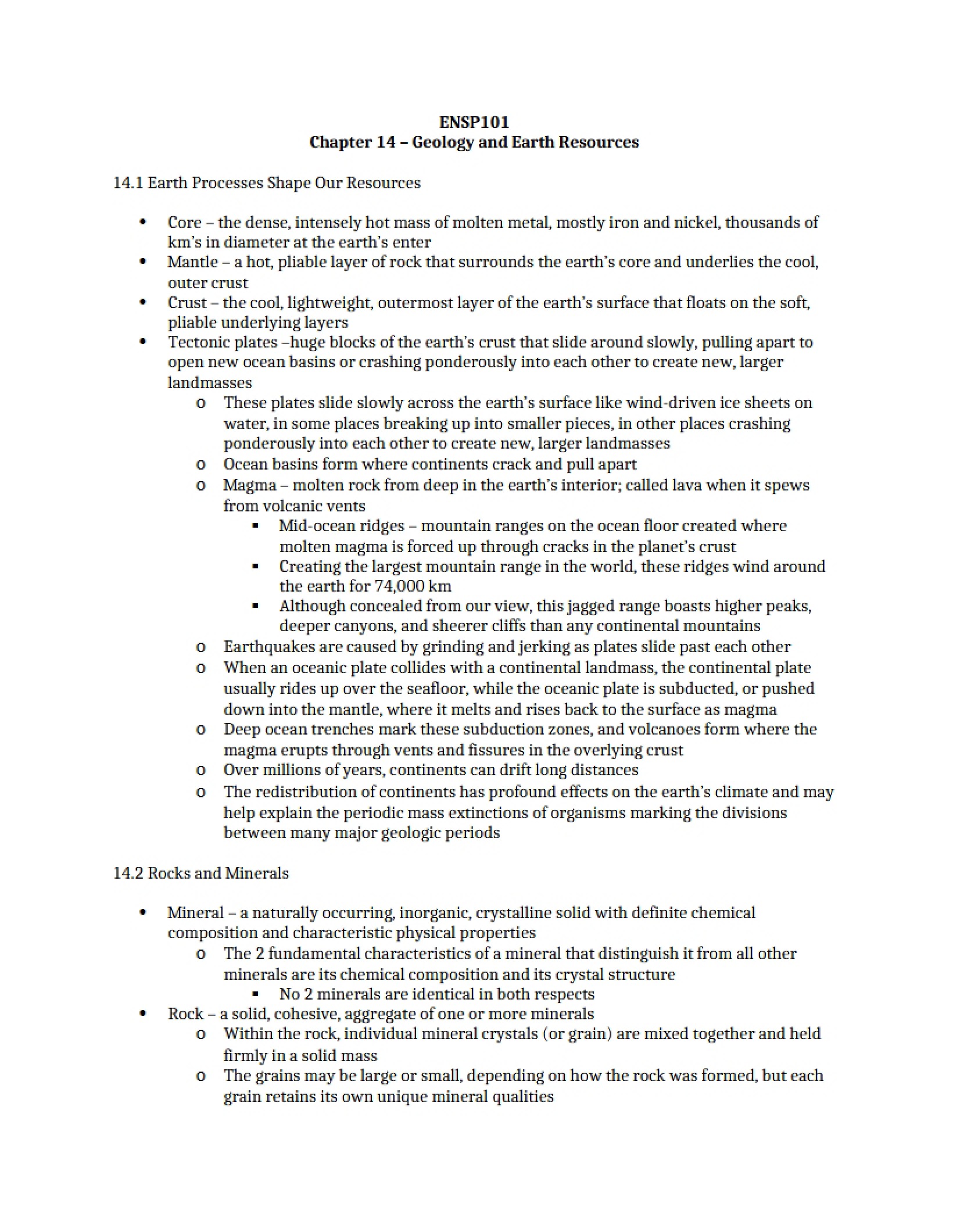Geology and Earth Resources (Ch 14)