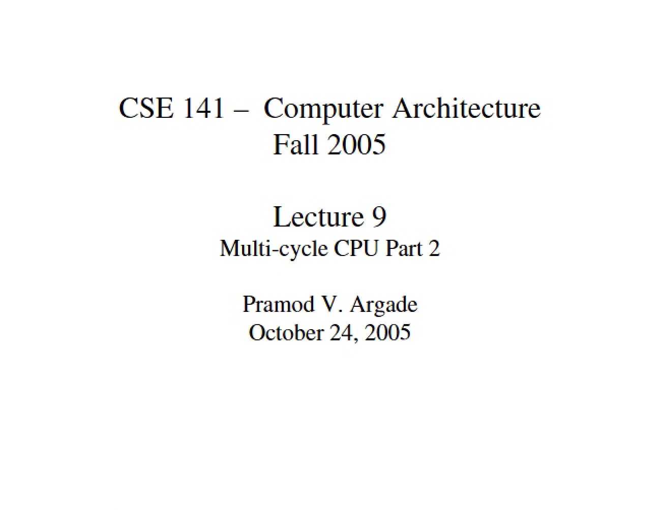 Multi-cycle CPU Design Part 2