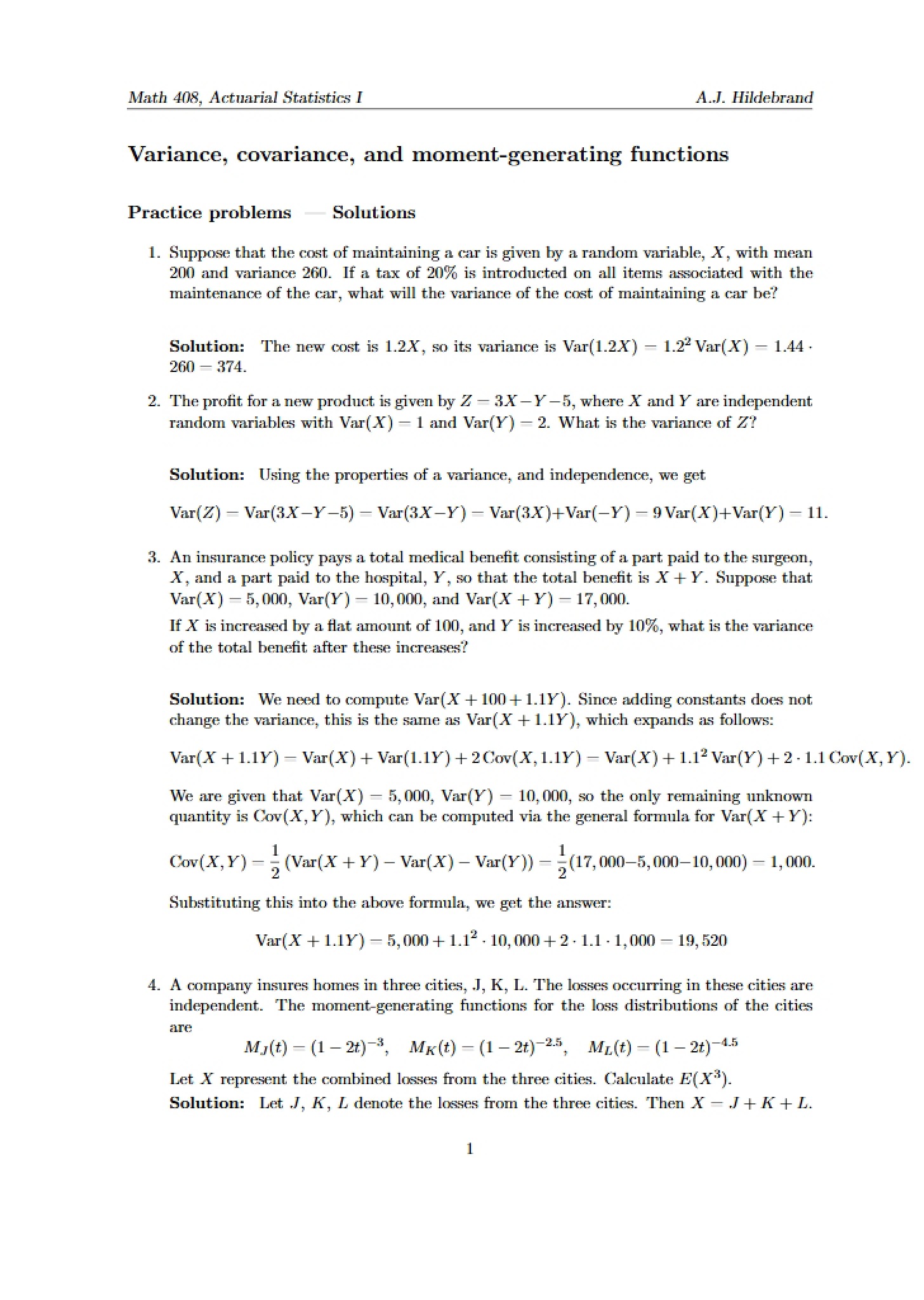 Solutions for Variance