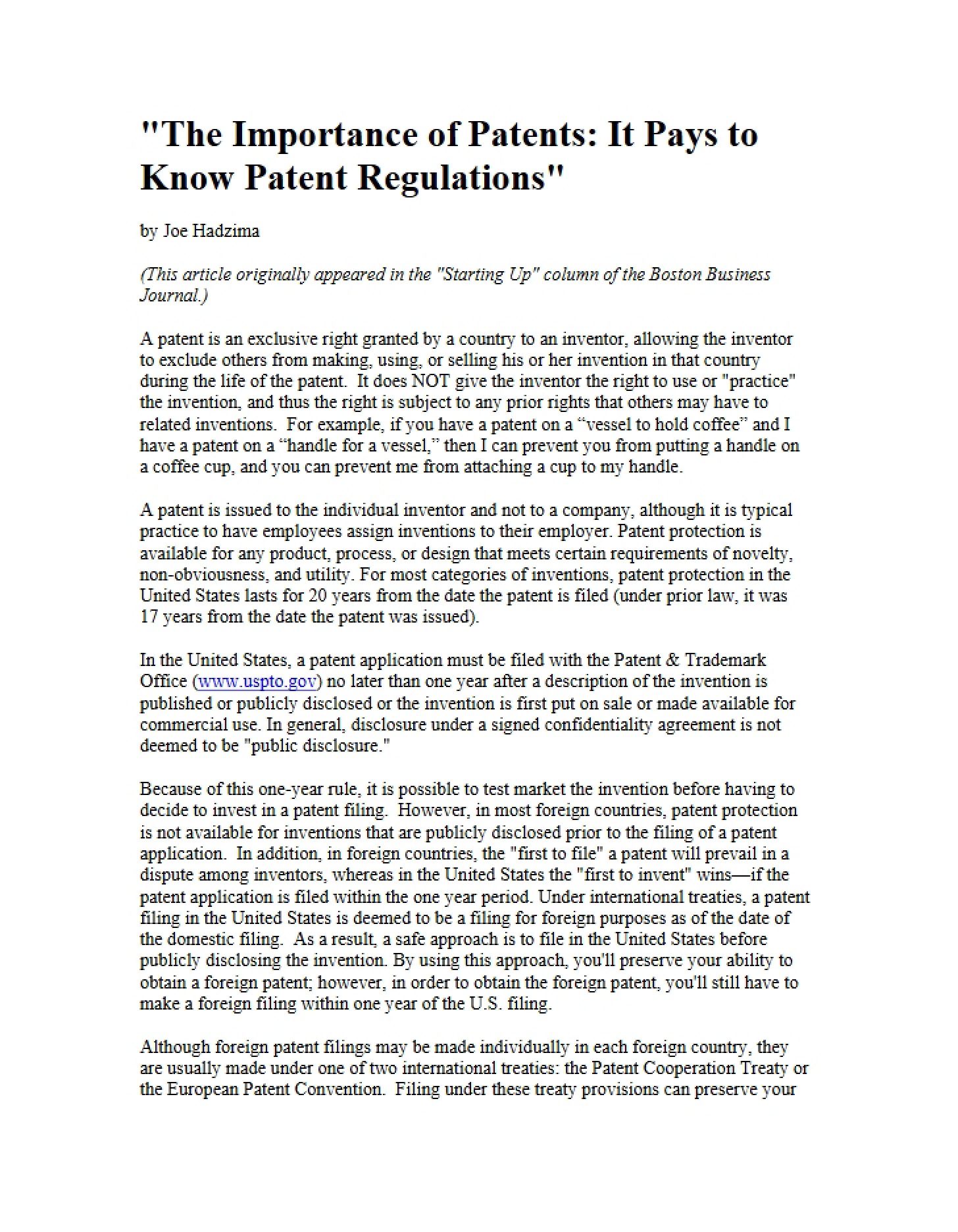 Patent Regulations Importance and Knowledge