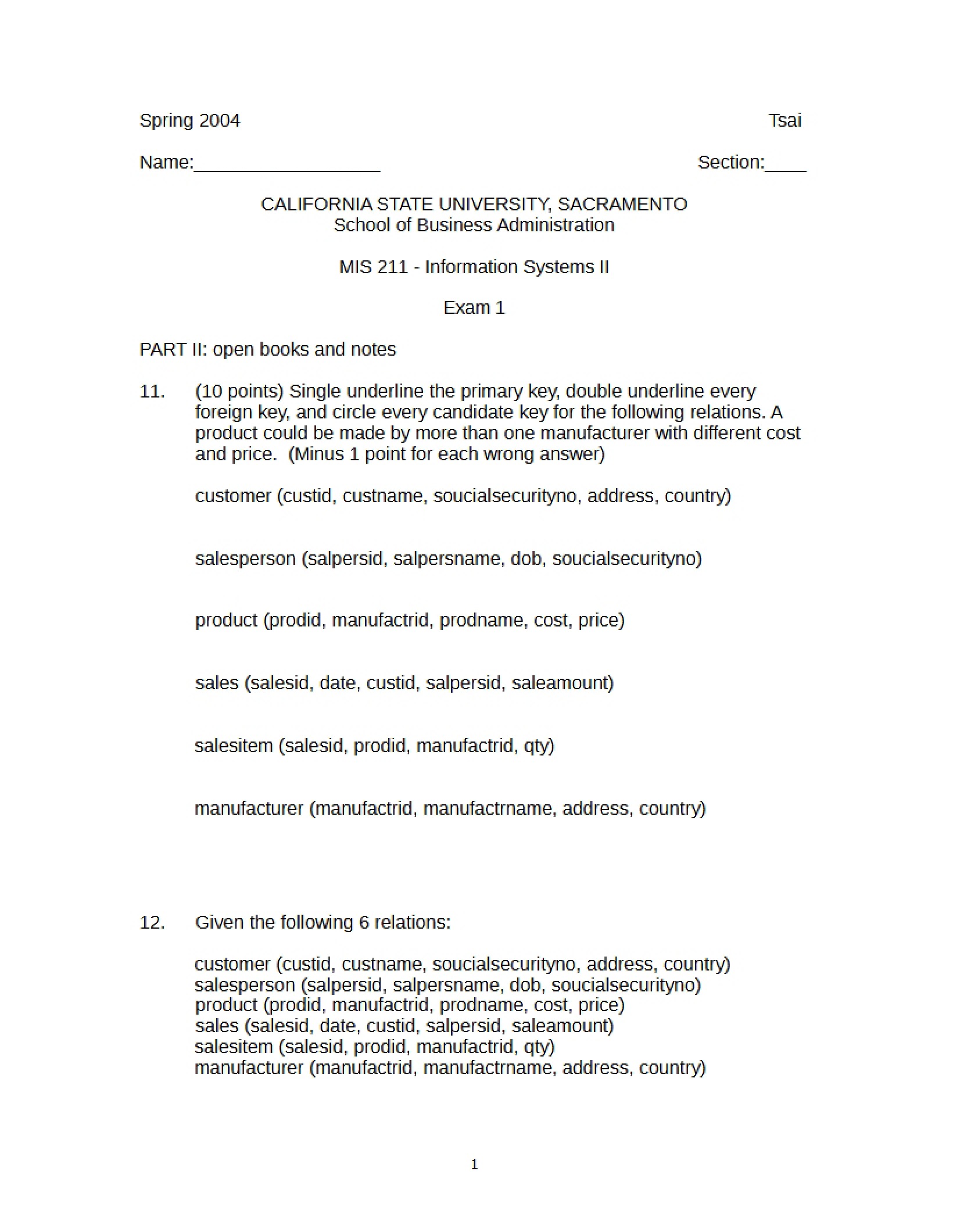 Info Systems II Exam Guide