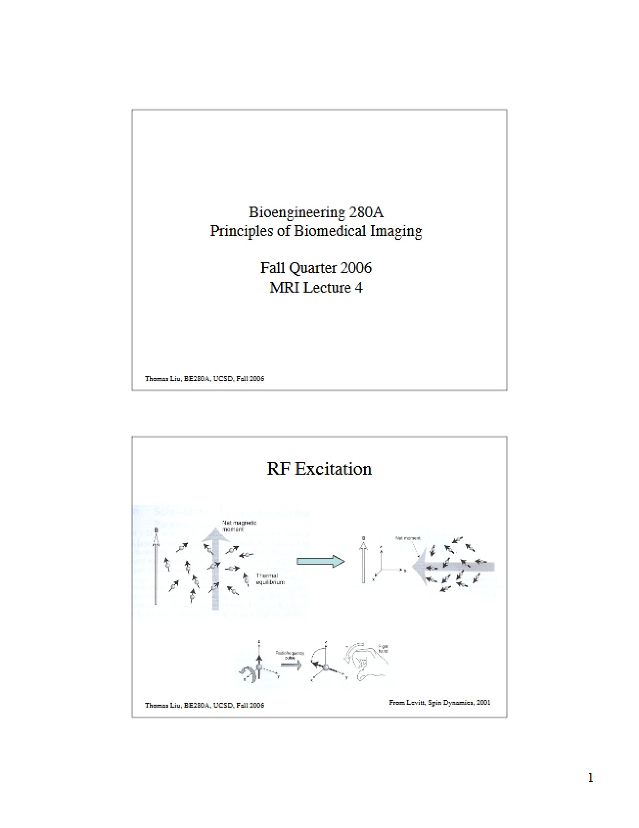 MRI Principles Lecture Four